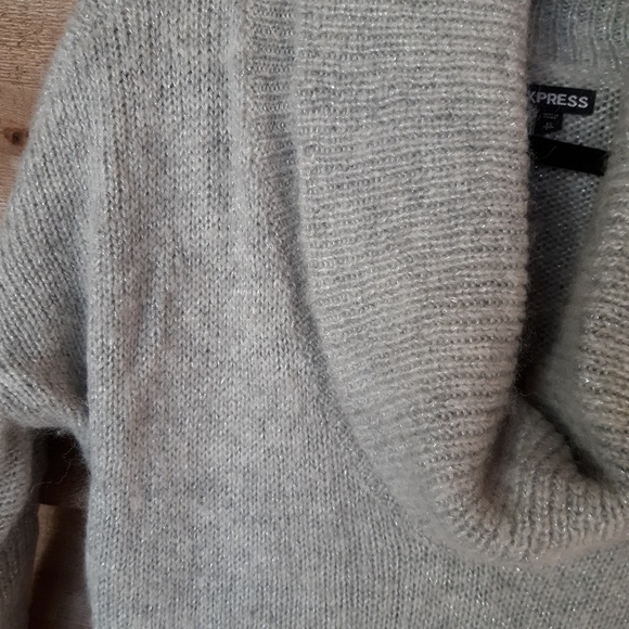 Express Gray Metallic Cowl Neck Sweater SIe XSmall - Picture 3 of 3